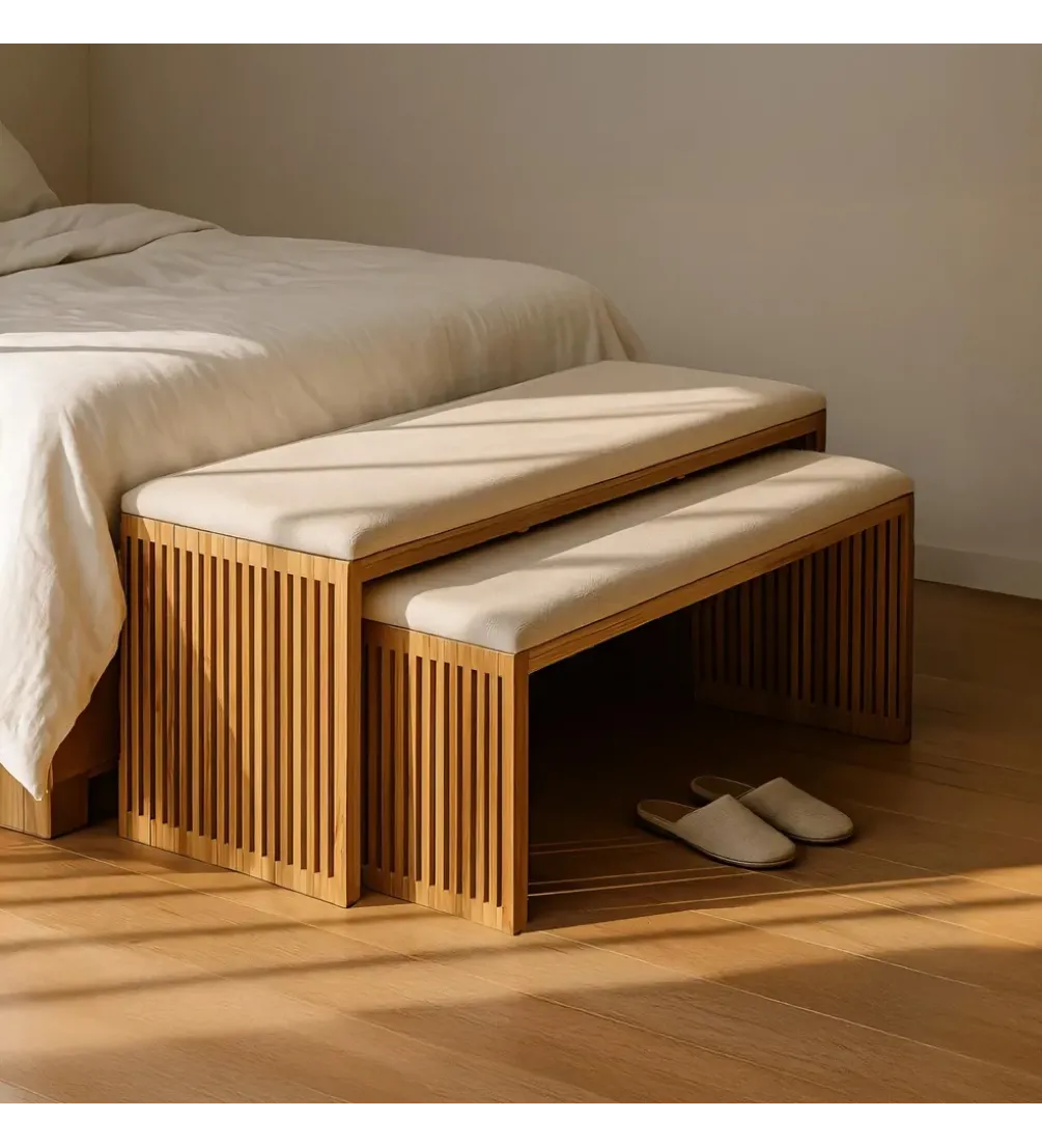 Zestaw 2 ławek BELLAMONTE 115 cm 106 cm drewno teak