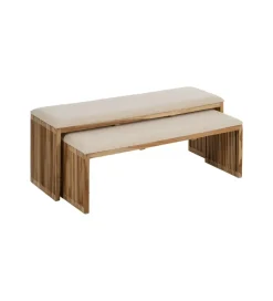 Zestaw 2 ławek BELLAMONTE 115 cm 106 cm drewno teak