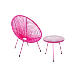 Zestaw fotel i stolik ACAPULCO MONO 85 i 50 cm różowe