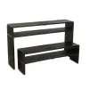 Zestaw 2 konsol SHELFY 130 i 118 cm drewno teak czarna