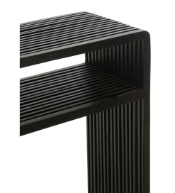 Zestaw 2 konsol SHELFY 130 i 118 cm drewno teak czarna