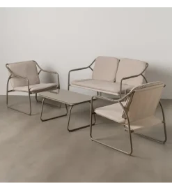 Zestaw ogrodowy OMAMA Szary 2 fotele + sofa + stolik