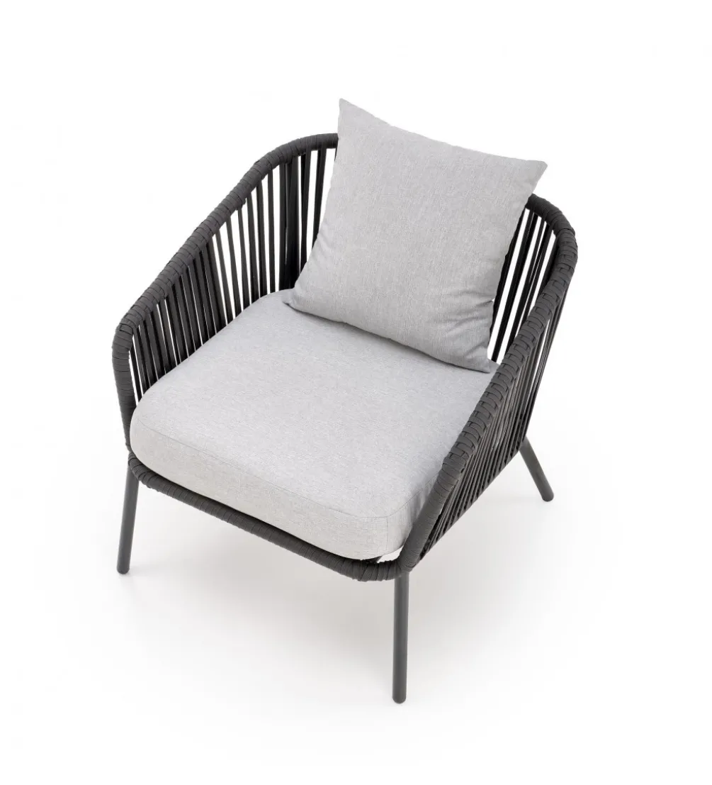 Zestaw ogrodowy ROCCA ciemnoszary - sofa + 2 x fotel + ława