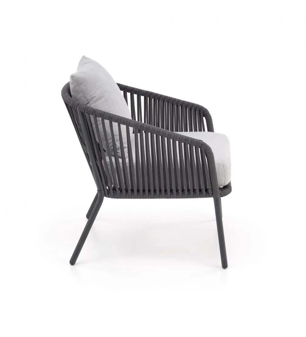 Zestaw ogrodowy ROCCA ciemnoszary - sofa + 2 x fotel + ława