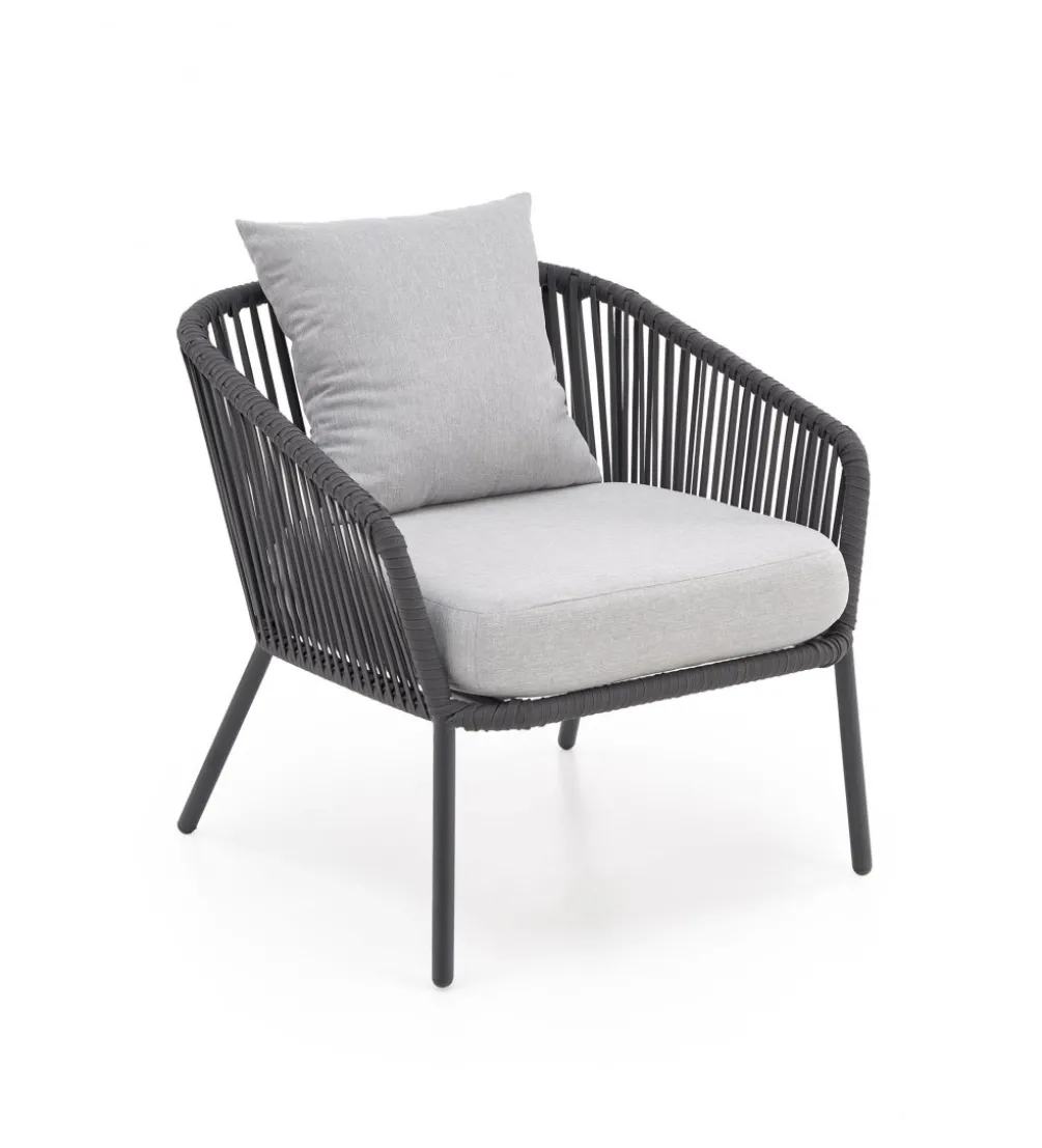 Zestaw ogrodowy ROCCA ciemnoszary - sofa + 2 x fotel + ława
