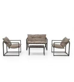 Zestaw ogrodowy SHARK brązowy - sofa + 2 x fotel + ława