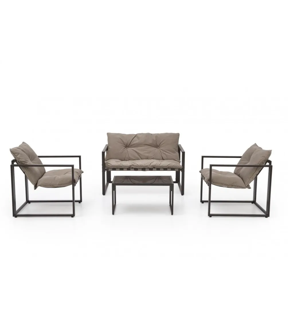 Zestaw ogrodowy SHARK brązowy - sofa + 2 x fotel + ława