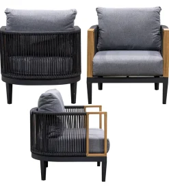 Zestaw ogrodowy TWOSOULME SOFA 198 cm dwa fotele 74 cm i stolik kawowy 128 cm