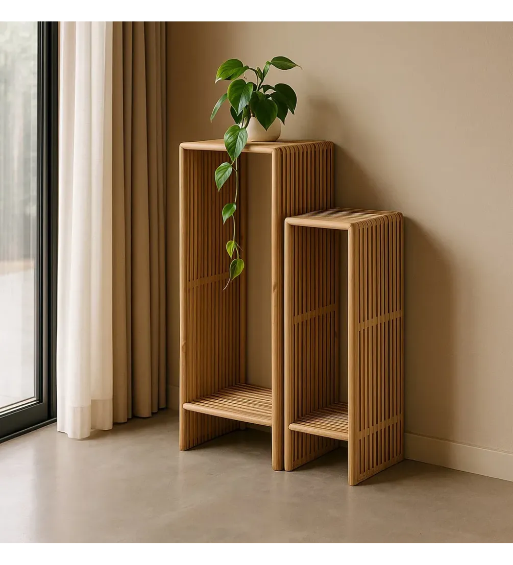 Zestaw 2 regałów BELLAMONTE drewno teak 86 cm 68 cm