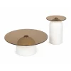 Zestaw 2 stolików ARLINGTON 80 cm 39 cm kremowe szklane