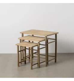 Zestaw stolików BAMBÚ 57 cm 45 cm 34 cm bambus