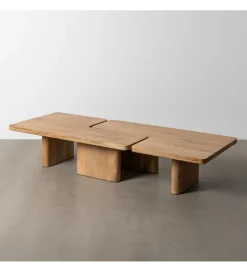 Zestaw 2 stolików kawowych ASANA 120 cm drewno mango