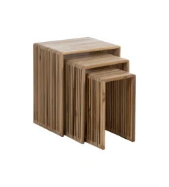 Zestaw 3 stolików kawowych BELLAMONTE 65 cm 55 cm 35 cm naturalnych