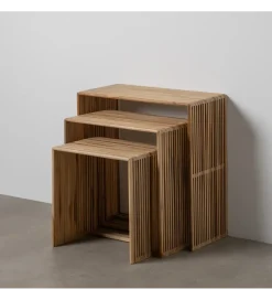 Zestaw 3 stolików kawowych BELLAMONTE 65 cm 55 cm 35 cm naturalnych