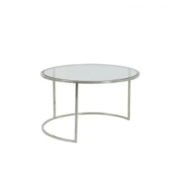 Zestaw 2 stolików kawowych DUARTE 65 cm 75 cm szklane niklowane