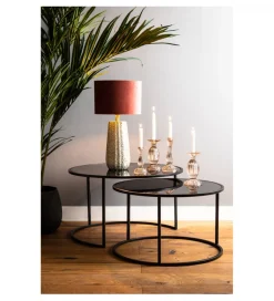 Zestaw 2 stolików kawowych DUARTE 65 cm 75 cm czarne
