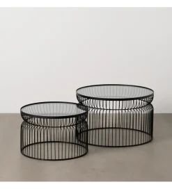 Zestaw 2 stolików kawowych FUKAO 65 cm 53 cm czarne