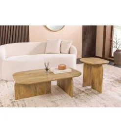 Zestaw 2 stolików kawowych GATSBY 100 cm 45 cm drewno mango
