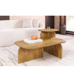 Zestaw 2 stolików kawowych GATSBY 100 cm 45 cm drewno mango