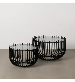 Zestaw 2 stolików kawowych GECMY 68 cm 55 cm czarne
