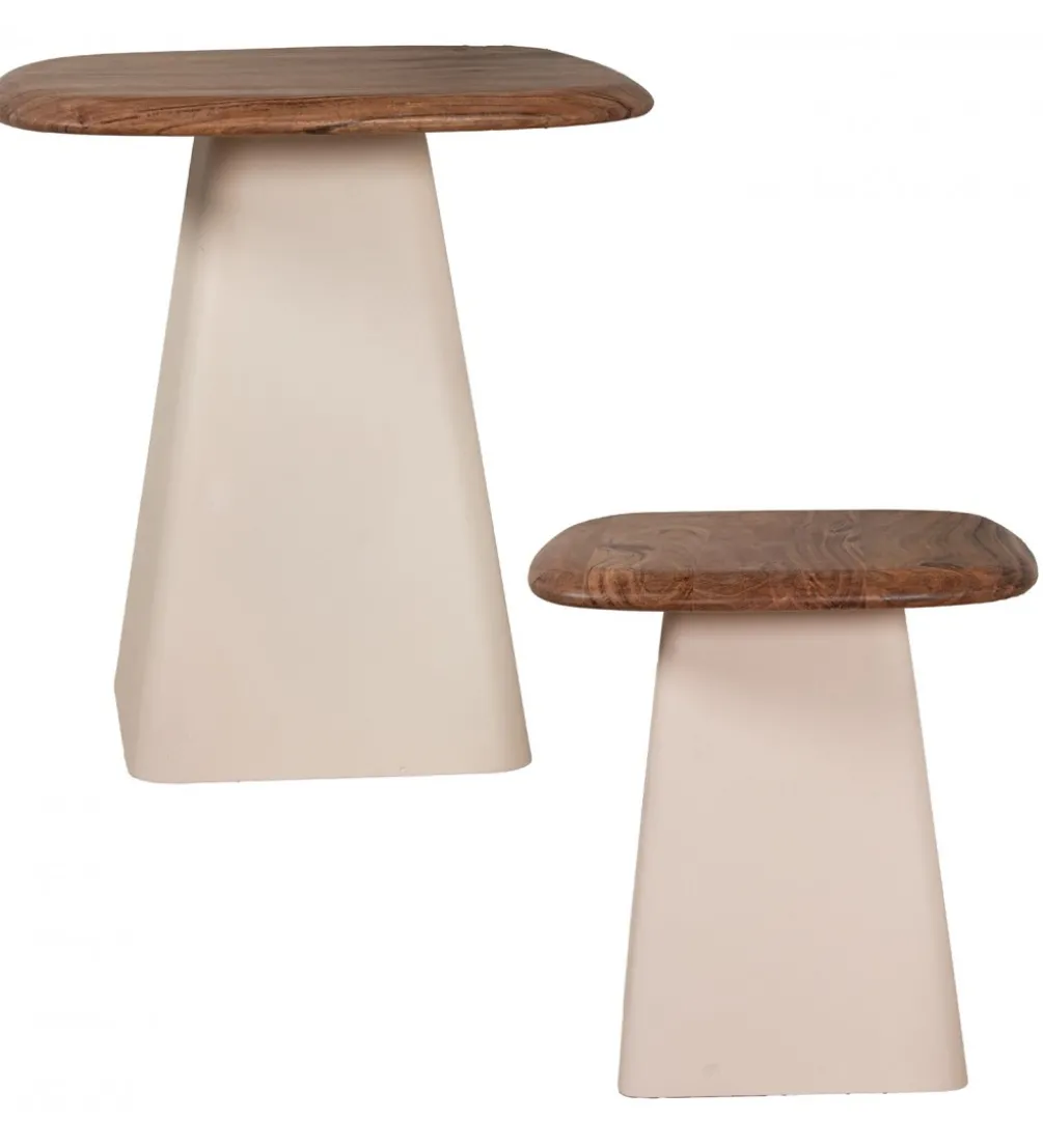 Zestaw 2 stolików kawowych PIMKO 50 cm 40 cm drewno akacja