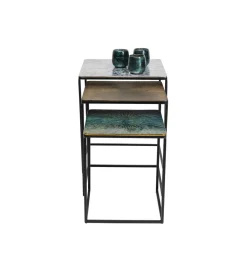 Zestaw 3 stolików kawowych RAY SQUARE 37 cm 43 cm 48 cm