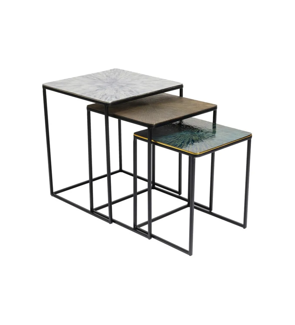 Zestaw 3 stolików kawowych RAY SQUARE 37 cm 43 cm 48 cm