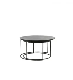 Zestaw 2 stolików kawowych RENGO 61 cm 76 cm antyczny brąz czarny