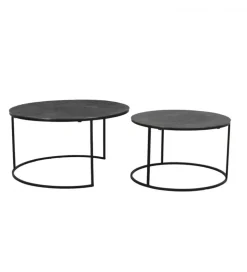 Zestaw 2 stolików kawowych RENGO 61 cm 76 cm czarne