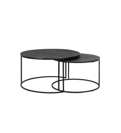 Zestaw 2 stolików kawowych RENGO 61 cm 76 cm czarne