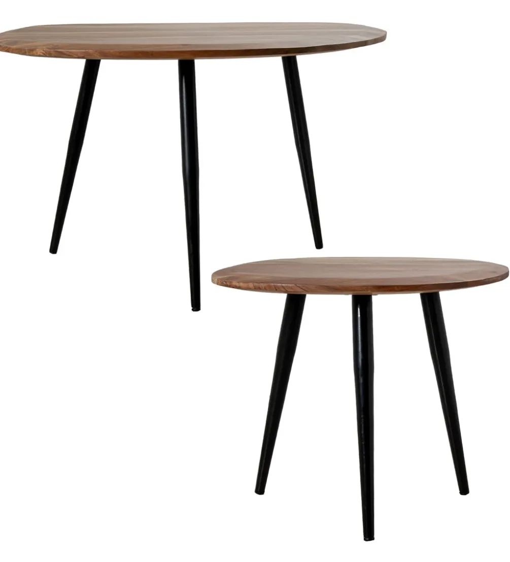 Zestaw 2 stolików kawowych SOBREN 40 i 50 cm drewno mango