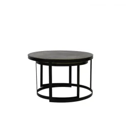 Zestaw 2 stolików kawowych TRELO 62 cm 76 cm antyczny brąz czarny