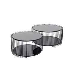 Zestaw 2 stolików kawowych WIRE 69 cm 59 cm czarne