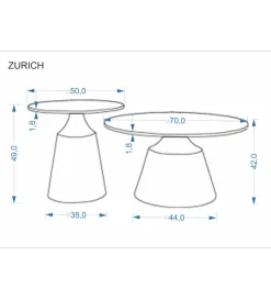 Zestaw 2 stolików kawowych ZURICH 70 cm 50 cm blat trawertyn podstawa kaszmir