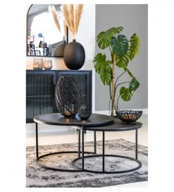 Zestaw 2 stolików TALCA 75 cm 67 cm czarny