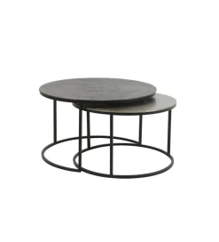 Zestaw 2 stolików TALCA 75 cm 67 cm srebrne