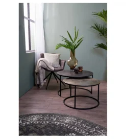 Zestaw 2 stolików TALCA 75 cm 67 cm srebrne