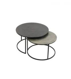 Zestaw 2 stolików TALCA 75 cm 67 cm srebrne