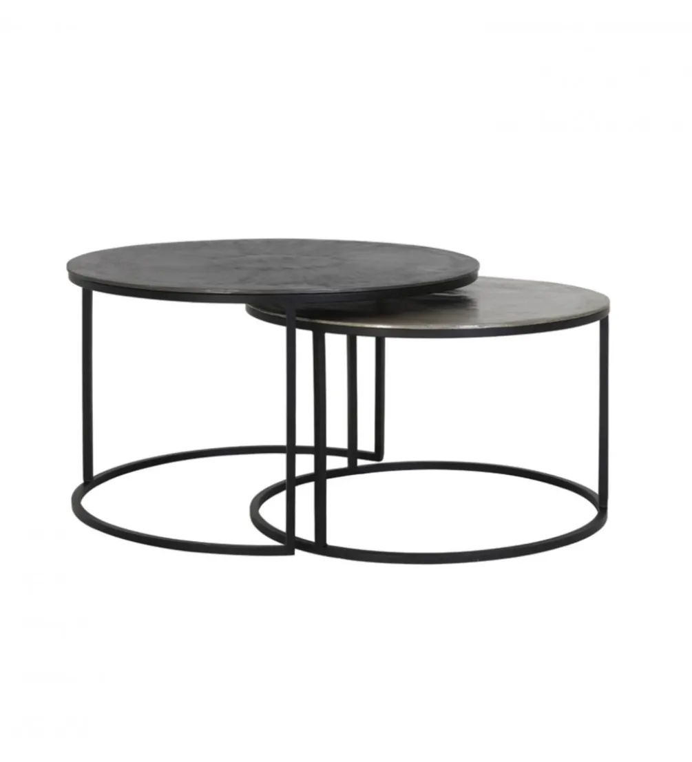 Zestaw 2 stolików TALCA 75 cm 67 cm srebrne