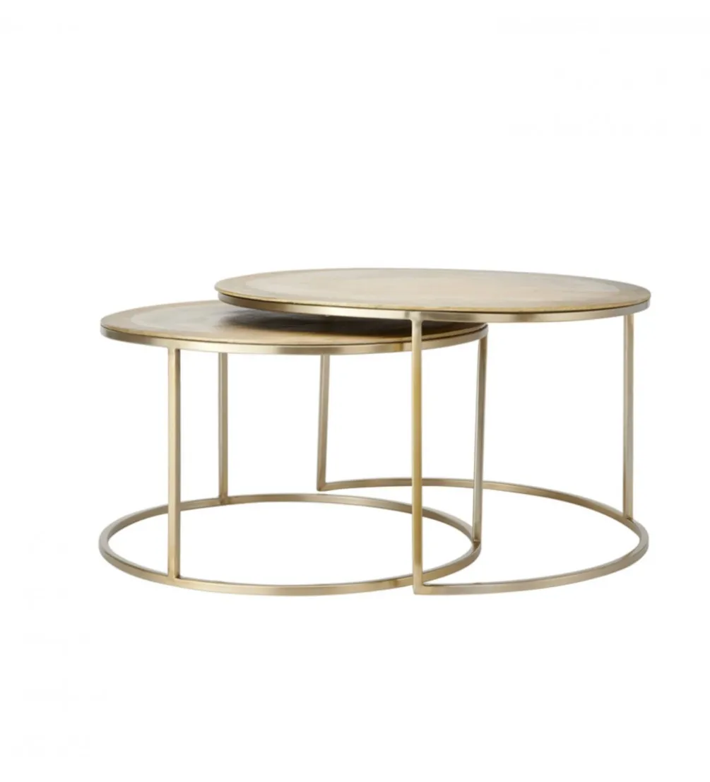 Zestaw 2 stolików TALCA 75 cm 65 cm złoty